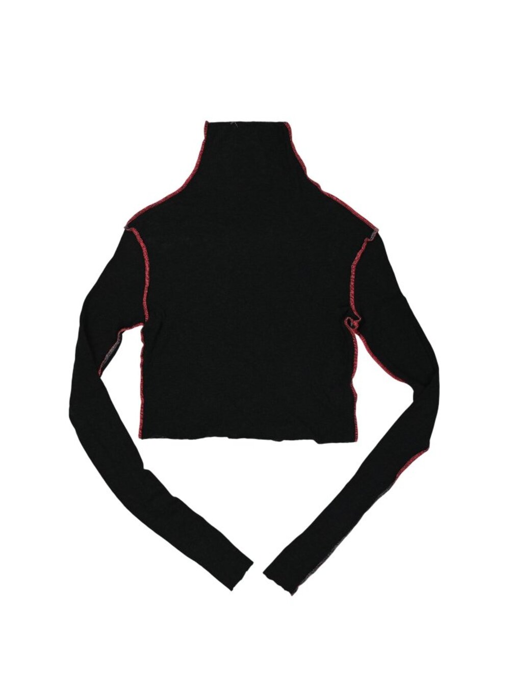 Are You Am I Long Sleeve Crop Top in Black Red